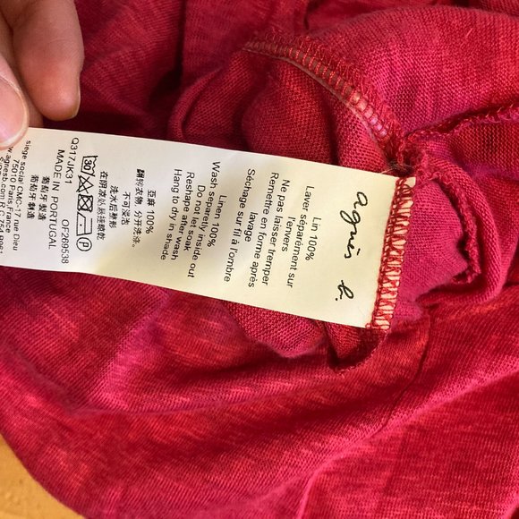 Agnès B Red Sleeveless Tie Back 100% Linen Dress sz S - Picture 12 of 12